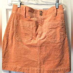 Madewell NWT Size 0 Women's Corduroy A-Line Mini Skirt Peac Pockets Stretch